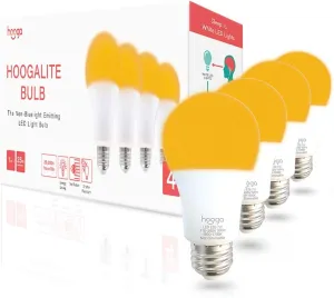 hooga Sleep Light Bulb, Blue Light Blocking Amber Night Light. 1600K Sleep Aid Emits Only 0.06% Blue Light for Healthy Sleep. Baby Nursery Light. 7W LED, 45W Replacement 4-Pack