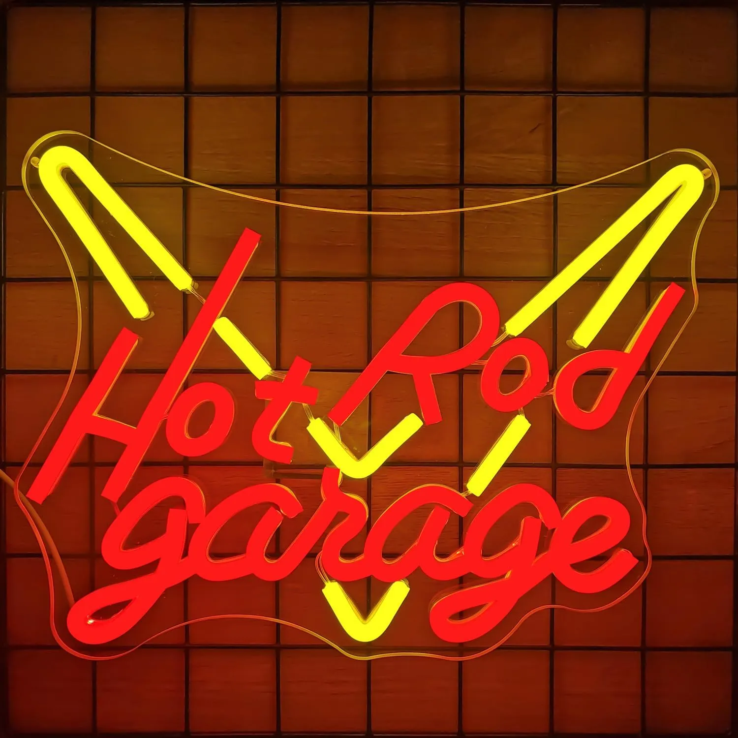Hot Rod Garage Neon Sign Garage Led Neon Light Car Garage Neon Sign for Wall Decor Dimmable Neon Light Up Sign for Bedroom Repair Shop Man Cave Auto Room Workshop Garage Gift