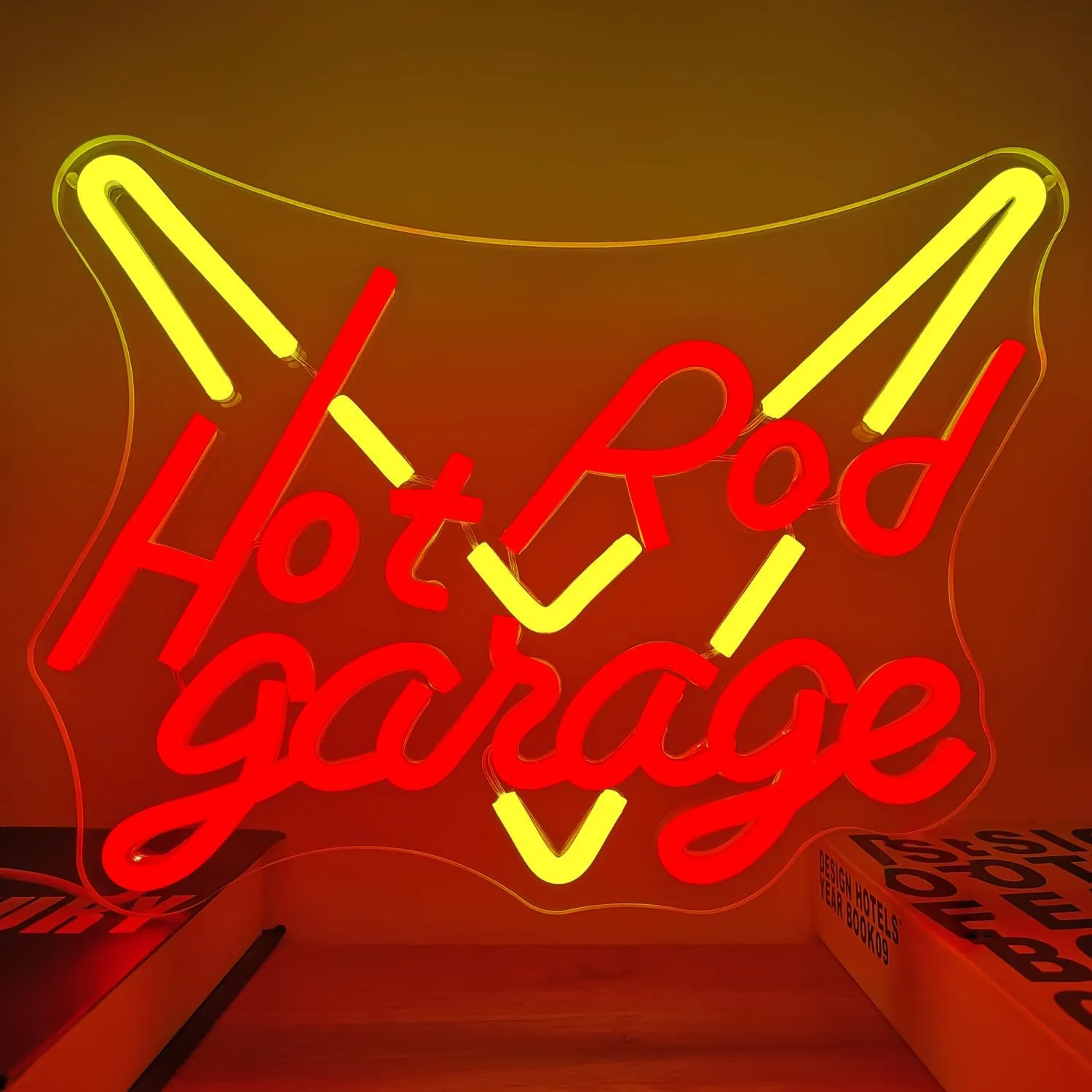 Hot Rod Garage Neon Sign Garage Led Neon Light Car Garage Neon Sign for Wall Decor Dimmable Neon Light Up Sign for Bedroom Repair Shop Man Cave Auto Room Workshop Garage Gift