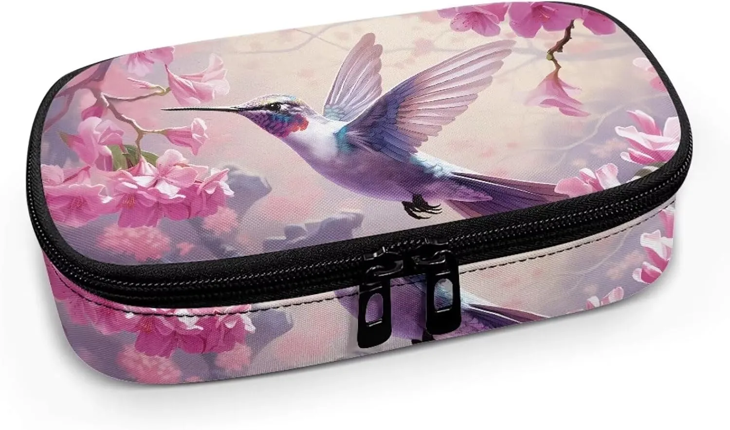 Hummingbird Flower Insulin Cooler Travel Case Portable Cooling Bag for Insulin Pen, Medication Cooler Bag for Blood Glucose Monitor Supplies Insulin Pouch Diabetic Kit Beige
