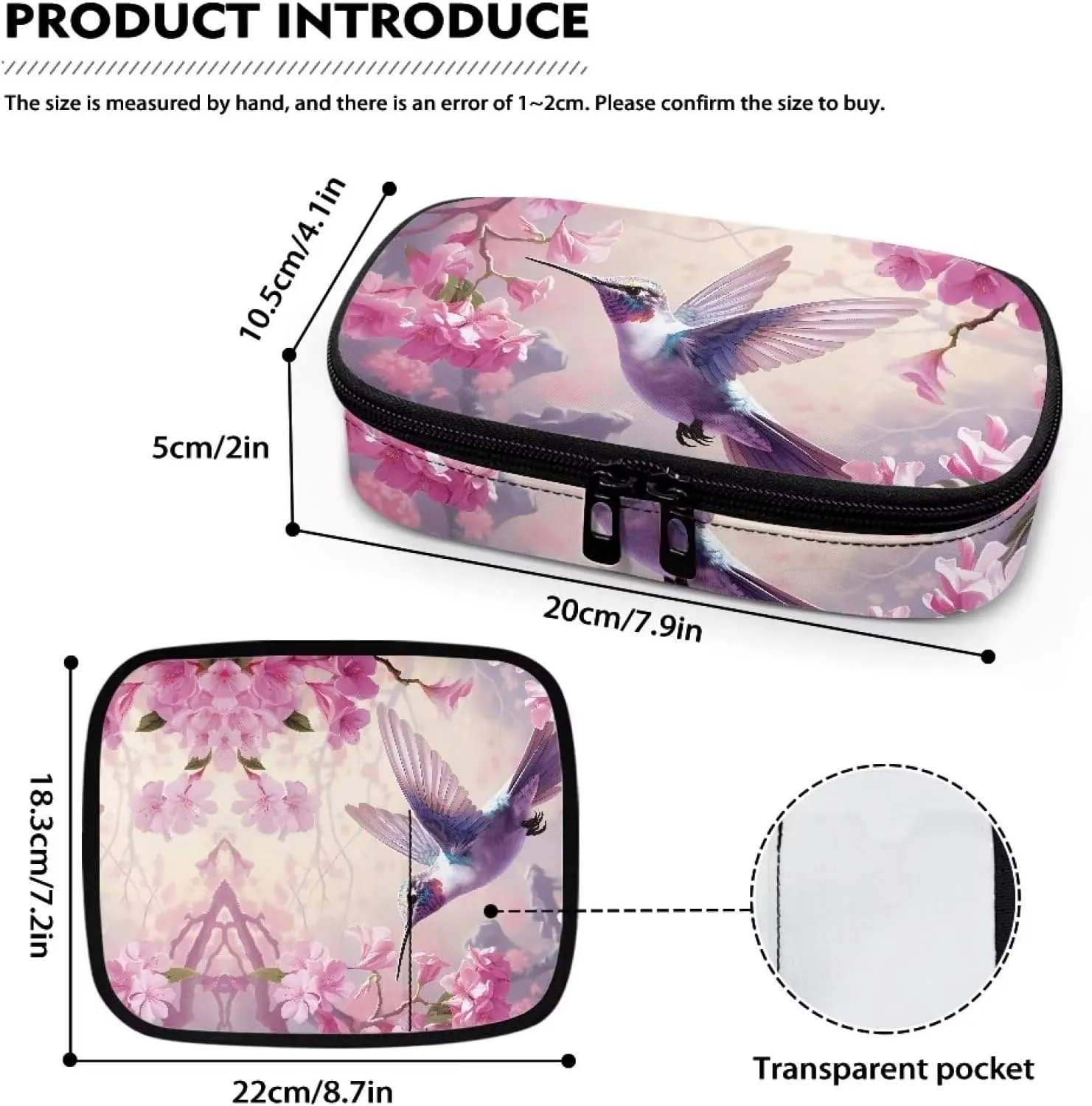 Hummingbird Flower Insulin Cooler Travel Case Portable Cooling Bag for Insulin Pen, Medication Cooler Bag for Blood Glucose Monitor Supplies Insulin Pouch Diabetic Kit Beige
