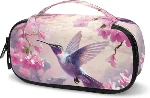 Hummingbird Flower Insulin Cooler Travel Case Portable Cooling Bag for Insulin Pen, Medication Cooler Bag for Blood Glucose Monitor Supplies Insulin Pouch Diabetic Kit Beige