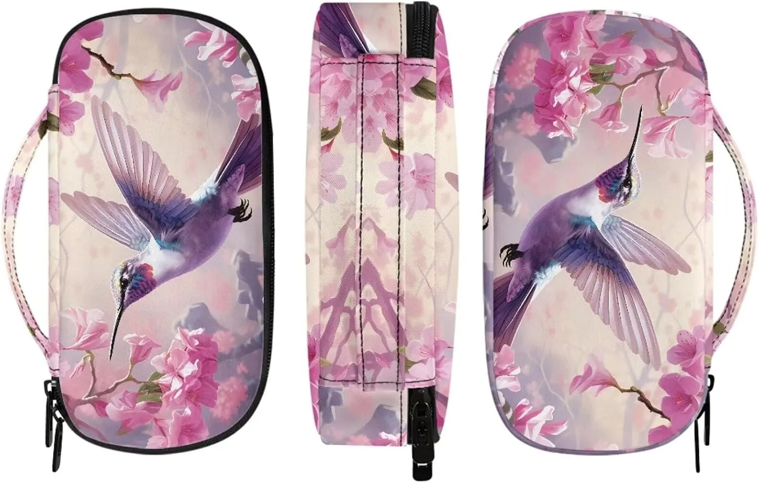 Hummingbird Flower Insulin Cooler Travel Case Portable Cooling Bag for Insulin Pen, Medication Cooler Bag for Blood Glucose Monitor Supplies Insulin Pouch Diabetic Kit Beige