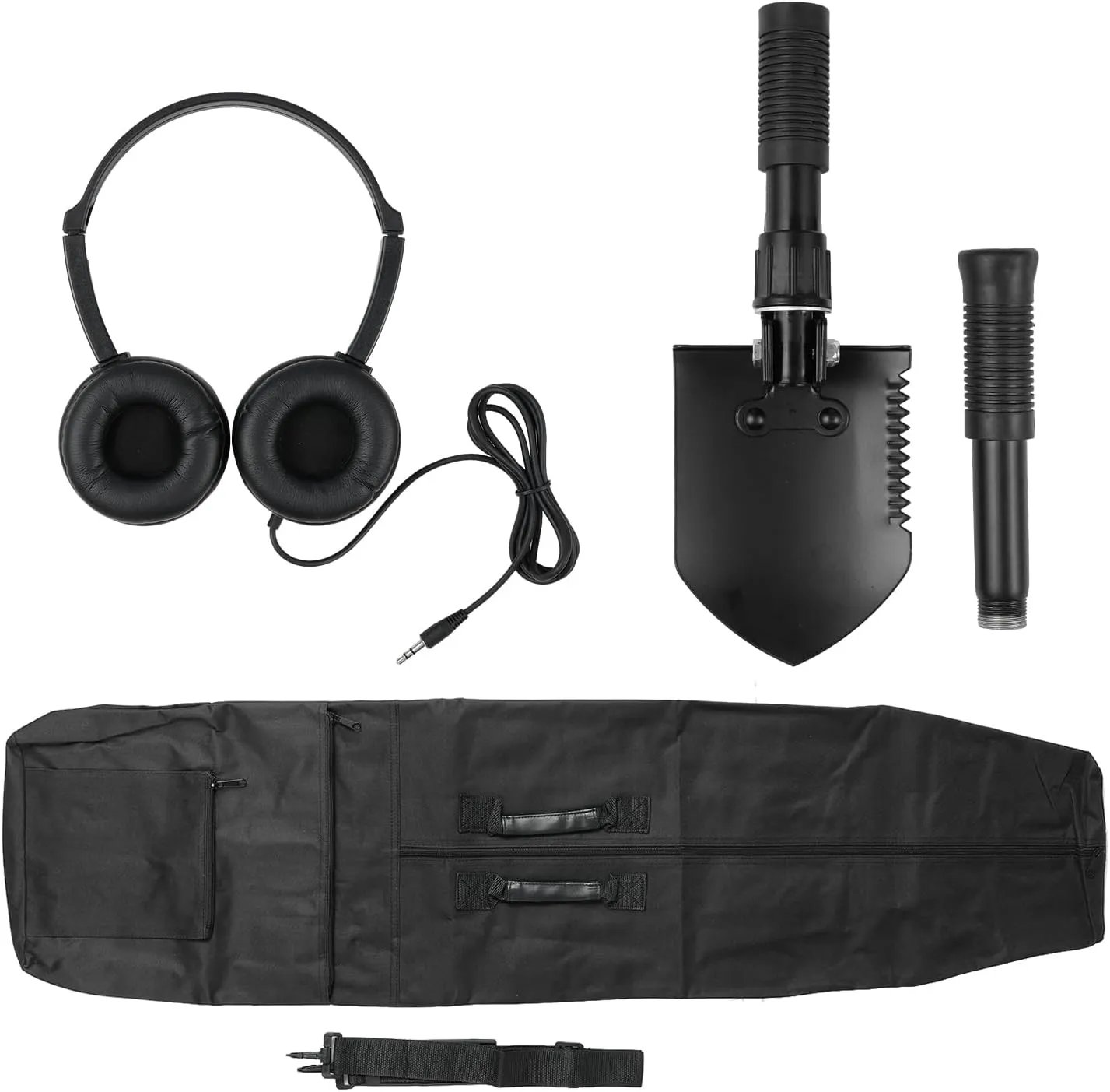 HXBER Shovels,Metal Detector Accessories Includes Headphones for Metal Detecting Collapsible Shovel and Metal Detection Bag for Beach Digging Loosening Planting