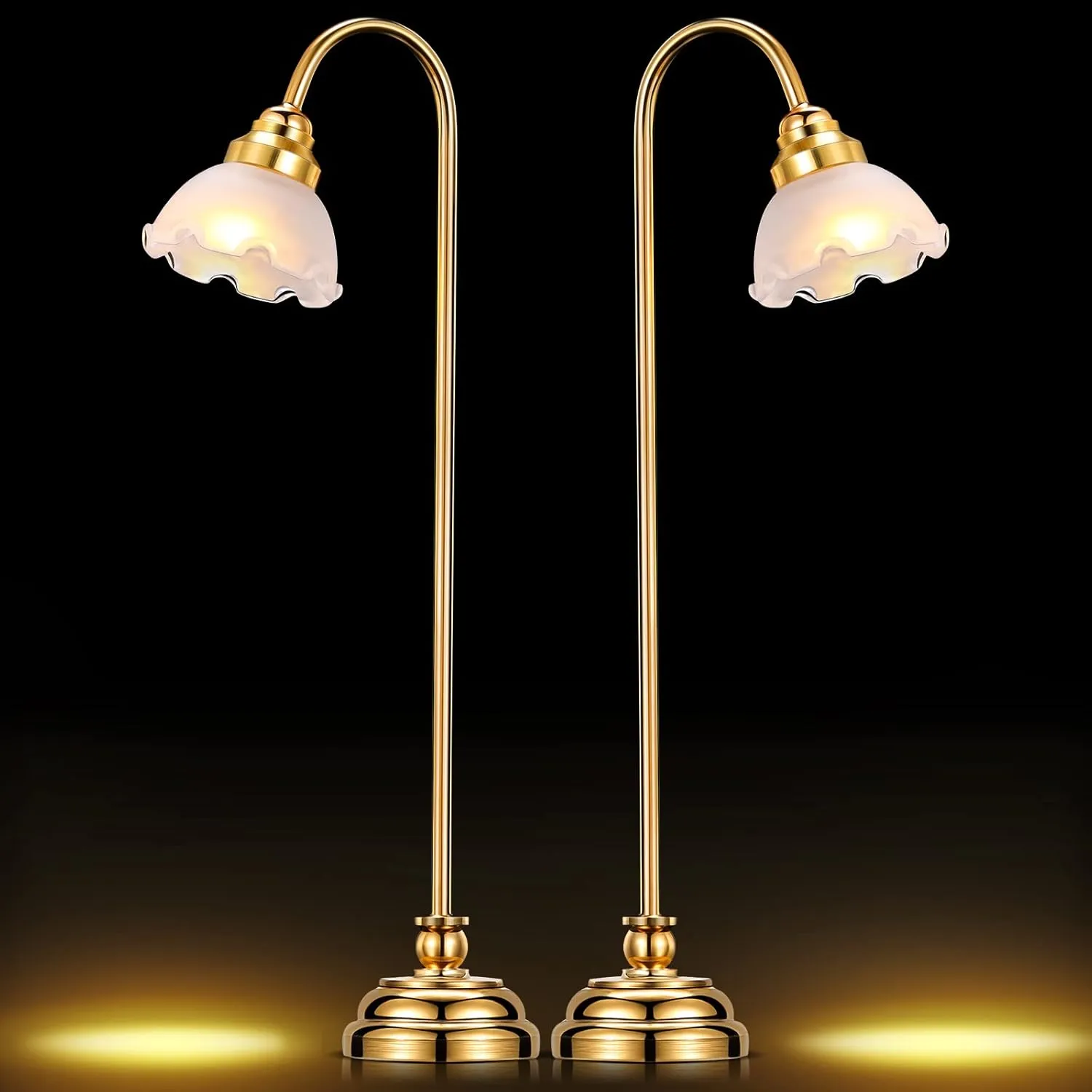 HyDren Miniature Dollhouse Lamp 1/12 Scale Miniature Furniture LED Light Battery Operated Dollhouse Furniture Accessories (2 Pcs)