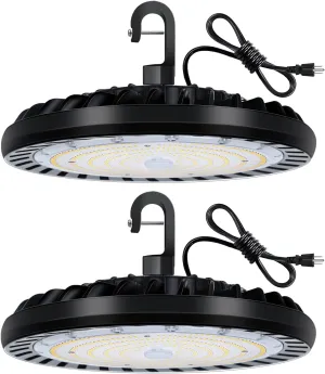 hykolity 2 Pack LED High Bay Light 150W, 5000K UFO LED High Bay Light Fixture with US Plug [450W MH/HPS Equiv.] 100-277V, 19,500lm, IP65 Commercial Warehouse Area Light for Wet Location