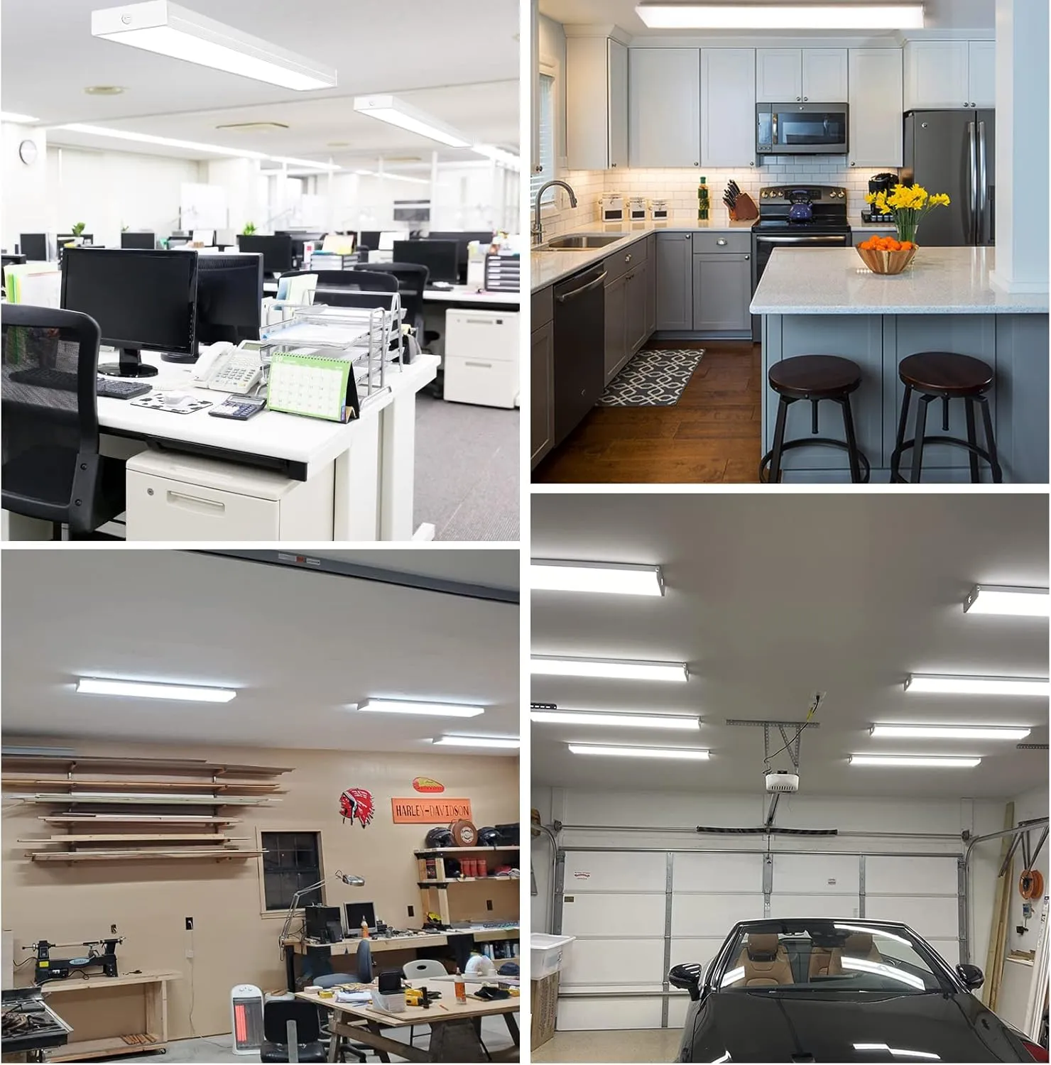 hykolity 4FT LED Wraparound Light with 3 Wattages/3 Lumens/3 CCT Selectable, 55W/65W/75W, 5500lm/6500lm/7500lm, 3000K/4000K/5000K 4 Foot LED Wrap Light Fixture, Flush Mount Office Ceiling Light, ETL