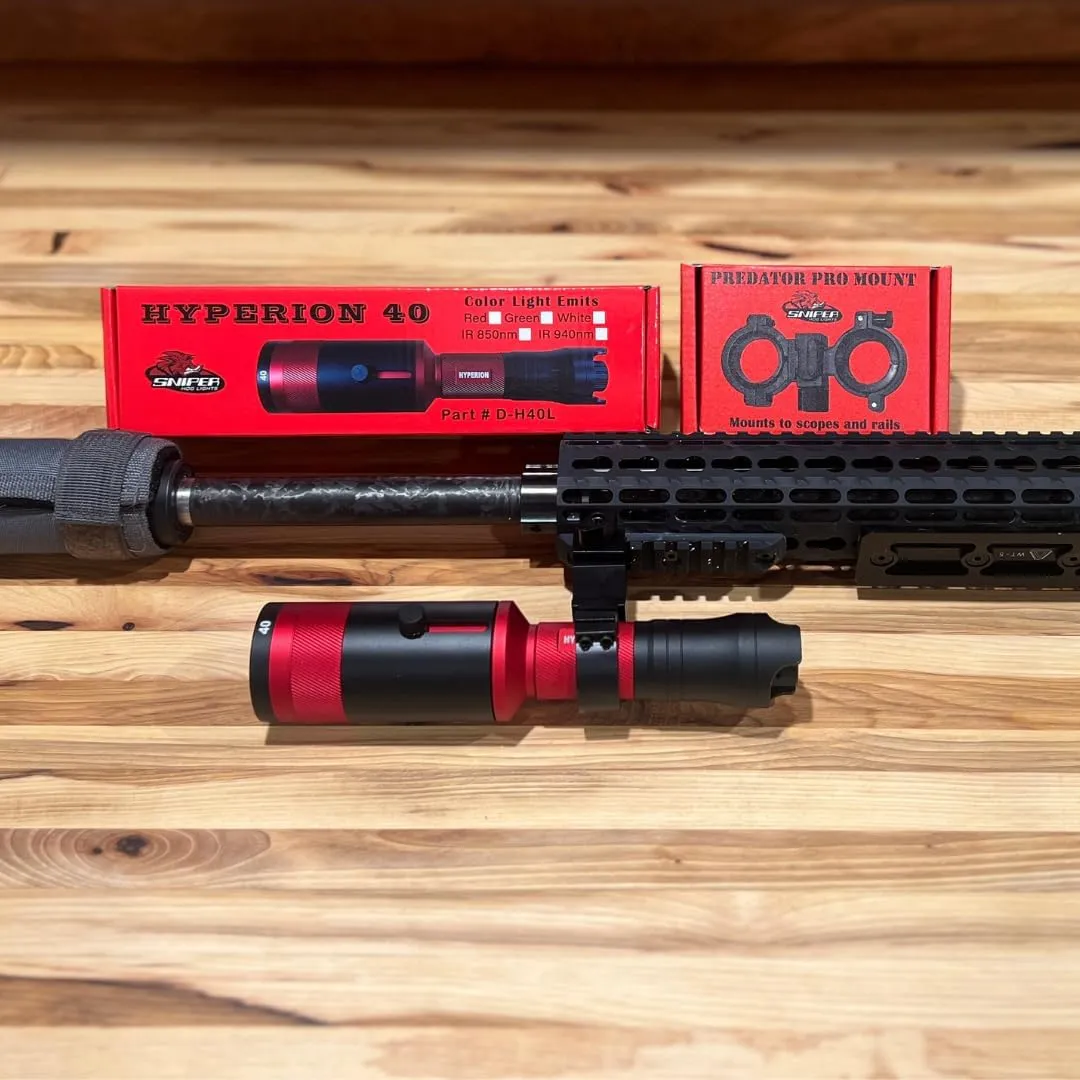 Hyperion 40 Gun Hunters Package with IR 850nm & White, Red & Green LED Light Modules, Waterproof Case and Predator Pro Mount, Long Range Light for Night Time Predator, Hog and Coyote Hunting