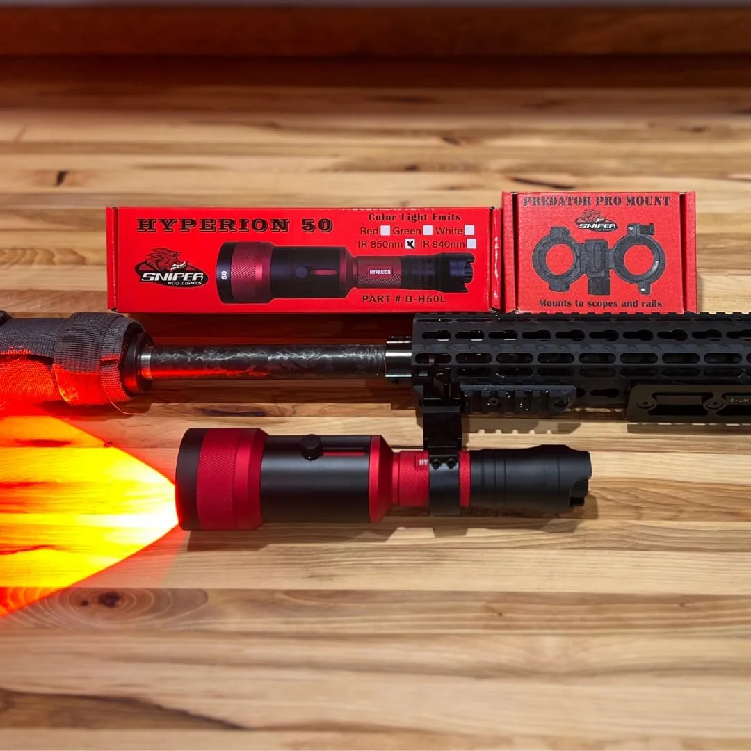 Hyperion 50 Gun Hunters Kit with Light Module and Adjustable Predator Pro Mount, Long Range Light for Night Time Predator, Hog and Varmint Hunting