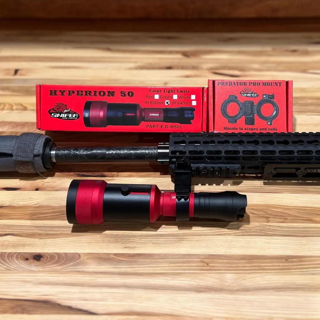 Hyperion 50 Gun Hunters Kit with Light Module and Adjustable Predator Pro Mount, Long Range Light for Night Time Predator, Hog and Varmint Hunting
