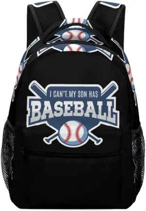I Can't My Son Has Baseball Travel Backpack Lightweight Shoulders Bag Laptop Daypack for Work Office