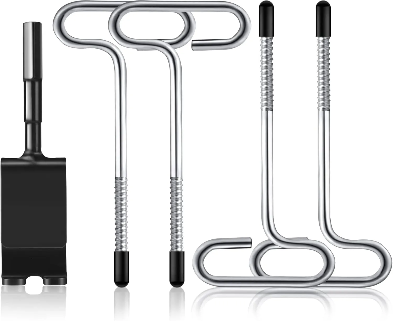 Ice Anchor Tool Kit,1pc Ice Anchor Drill Adapter with 4pcs Threaded Peg Ice Fishing Shelter Stake Nail, Universal Ice Fishing Anchors Tool Set for Ice Insert Sewing (Set 1)