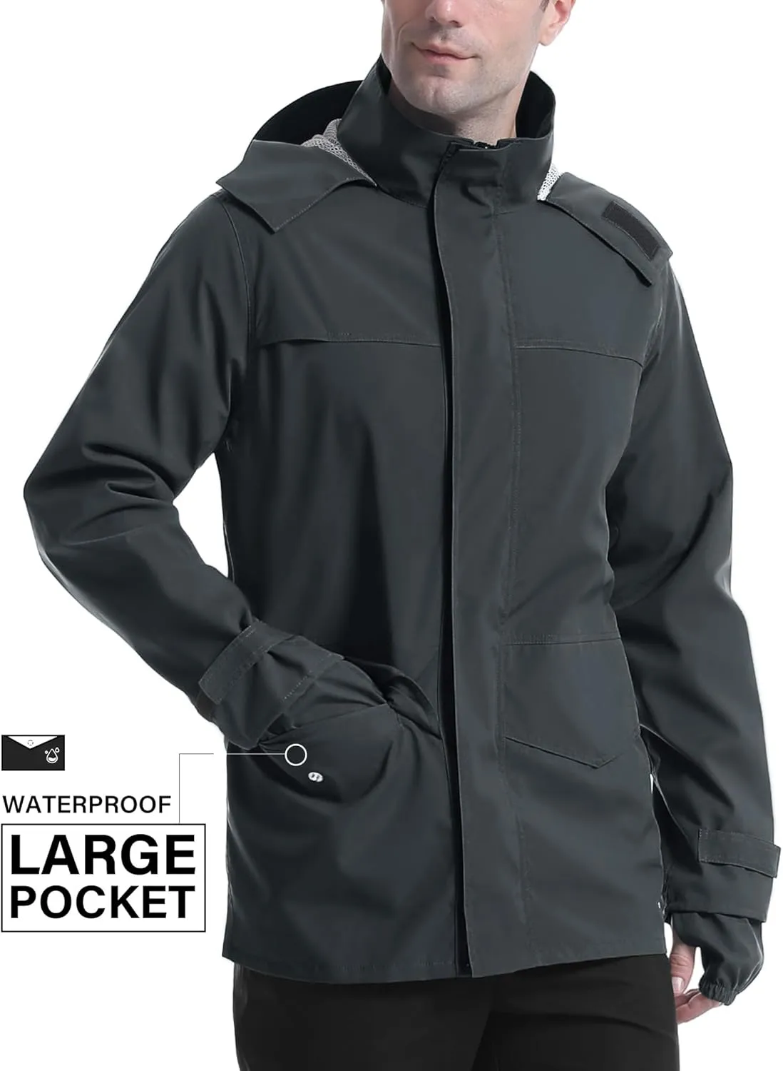 iCreek Rain Jacket Men's Lightweight with Hood Packable Waterproof Raincoat Breathable Antistorm Jacket Windbreaker