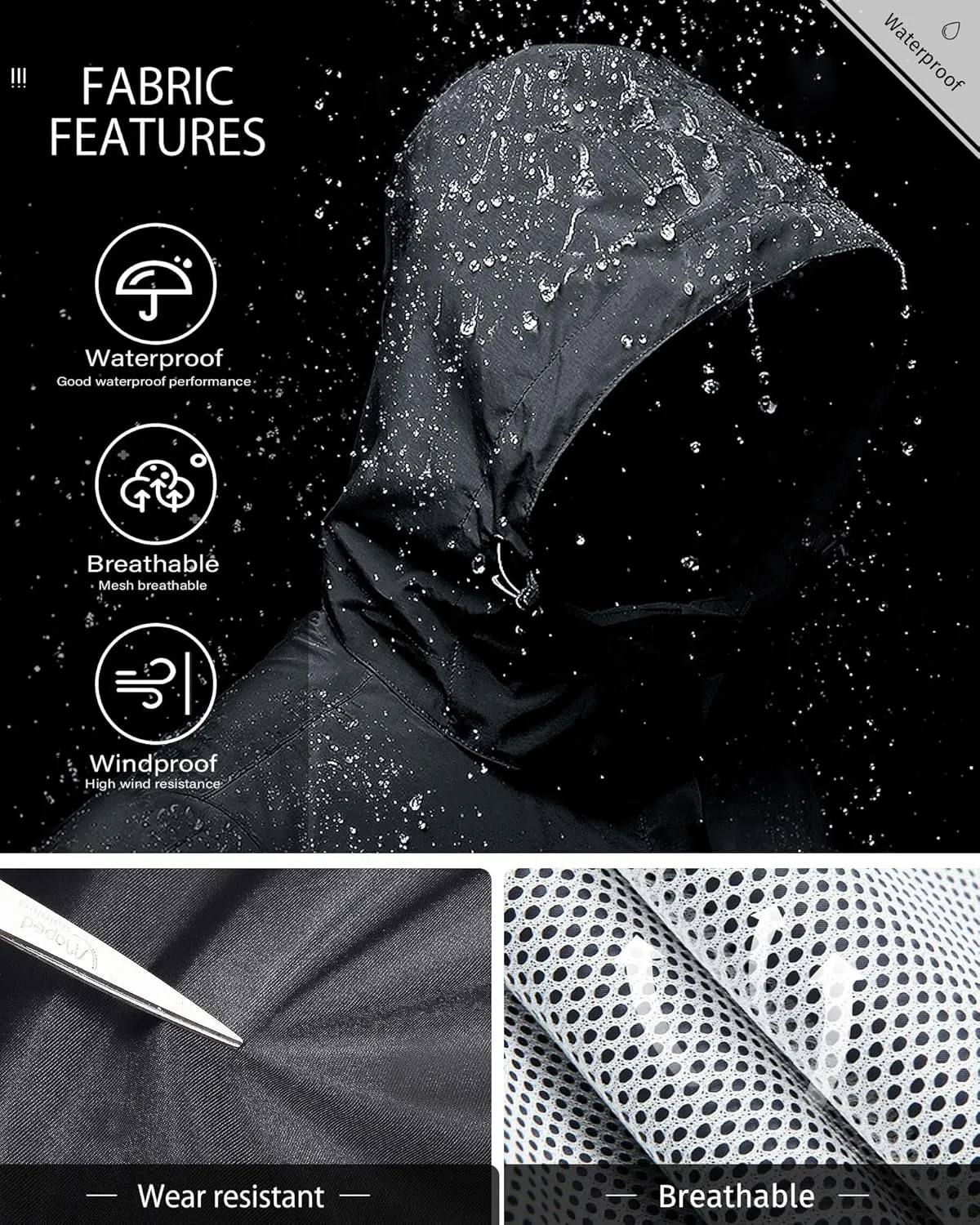 iCreek Rain Jacket Men's Lightweight with Hood Packable Waterproof Raincoat Breathable Antistorm Jacket Windbreaker