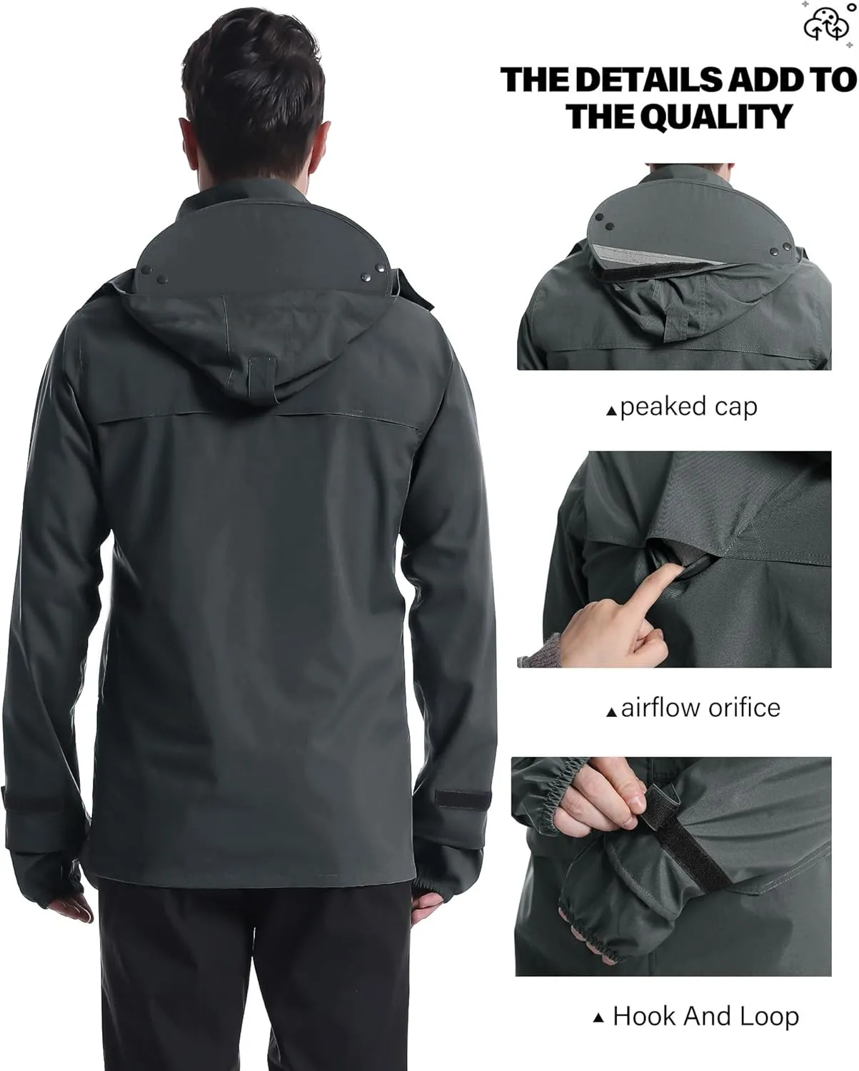 iCreek Rain Jacket Men's Lightweight with Hood Packable Waterproof Raincoat Breathable Antistorm Jacket Windbreaker