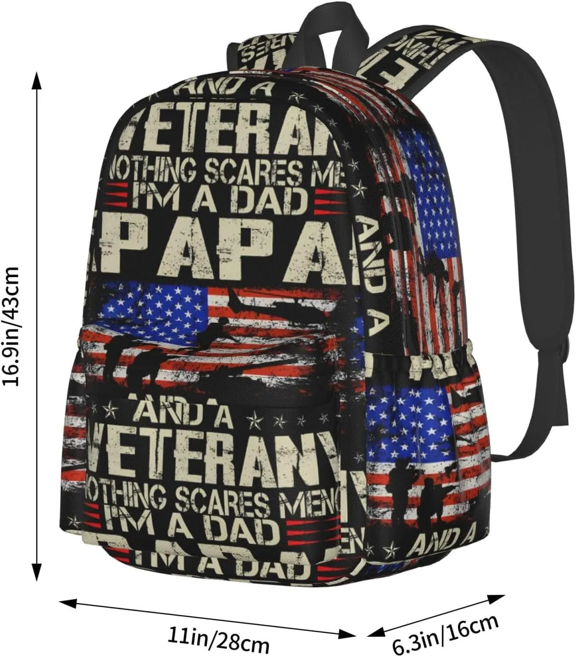 I'M a Dad Papa And Veteran Father's Day Backpack Casual Laptop Backpack Large Capacity Double Shoulder Bag Travel Daypack For Women Men