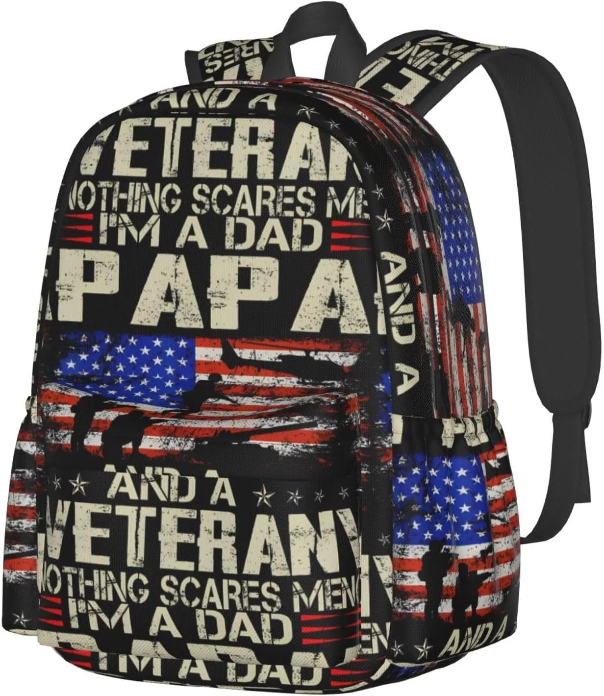 I'M a Dad Papa And Veteran Father's Day Backpack Casual Laptop Backpack Large Capacity Double Shoulder Bag Travel Daypack For Women Men