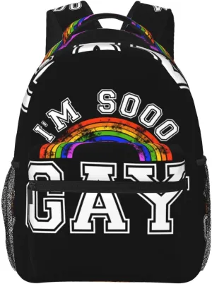 I'm Sooo Gay LGBT Pride Rainbow Backpack Lightweight Laptop Backpack Casual Daypack Travel Double Shoulder Bag For Women Men