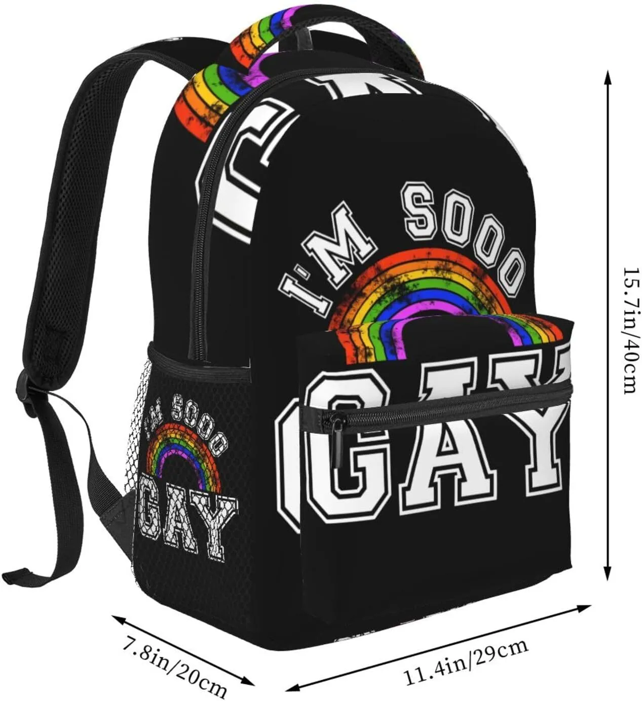I'm Sooo Gay LGBT Pride Rainbow Backpack Lightweight Laptop Backpack Casual Daypack Travel Double Shoulder Bag For Women Men