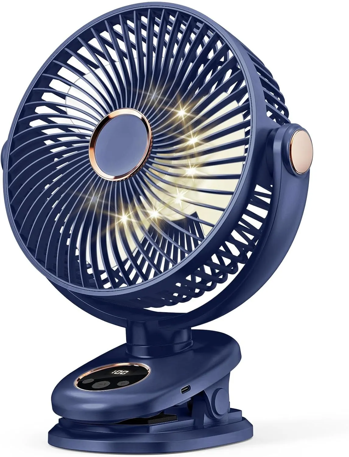 iNeibo 10000mAh Portable Clip on Fan, 90° Oscillating Fan, 8 Inch Rechargeable Battery Operated Desk Fan, Strong Airflow, 5 Speeds, Sturdy Clamp for Golf Cart Home Office Outdoor Travel (Blue)