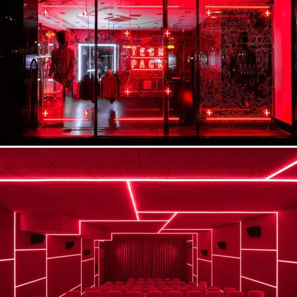 iNextStation Red Led Neon Strip Lights, 16.4ft 5m LED Rope Light 12V Waterproof Flexible Strip Lights for Bedroom Festival Neon Sign DIY Decor Party (No Plug)