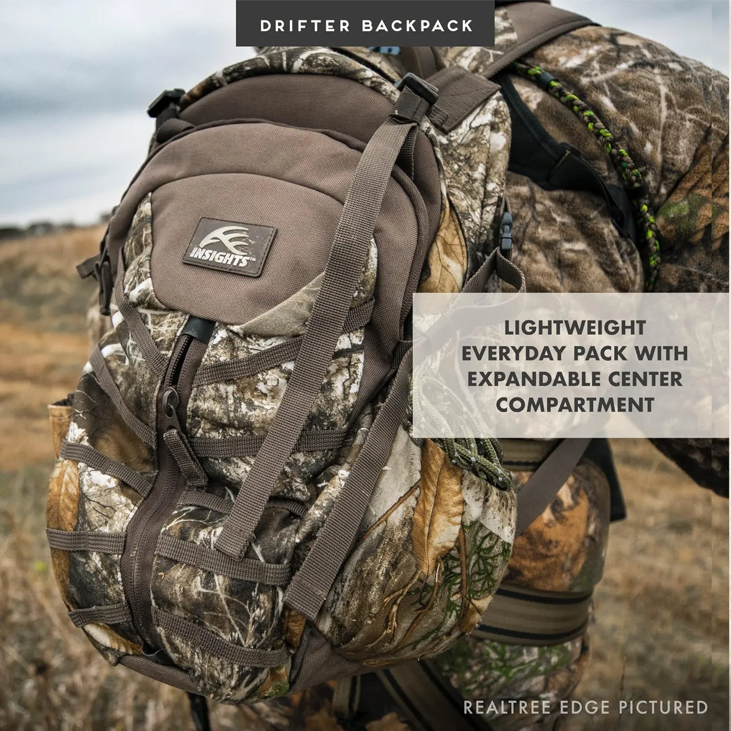 Insights Hunting by frogg toggs - The Drifter Backpack, Small, Lightweight Camo Hunting Day Pack, Mossy Oak DNA