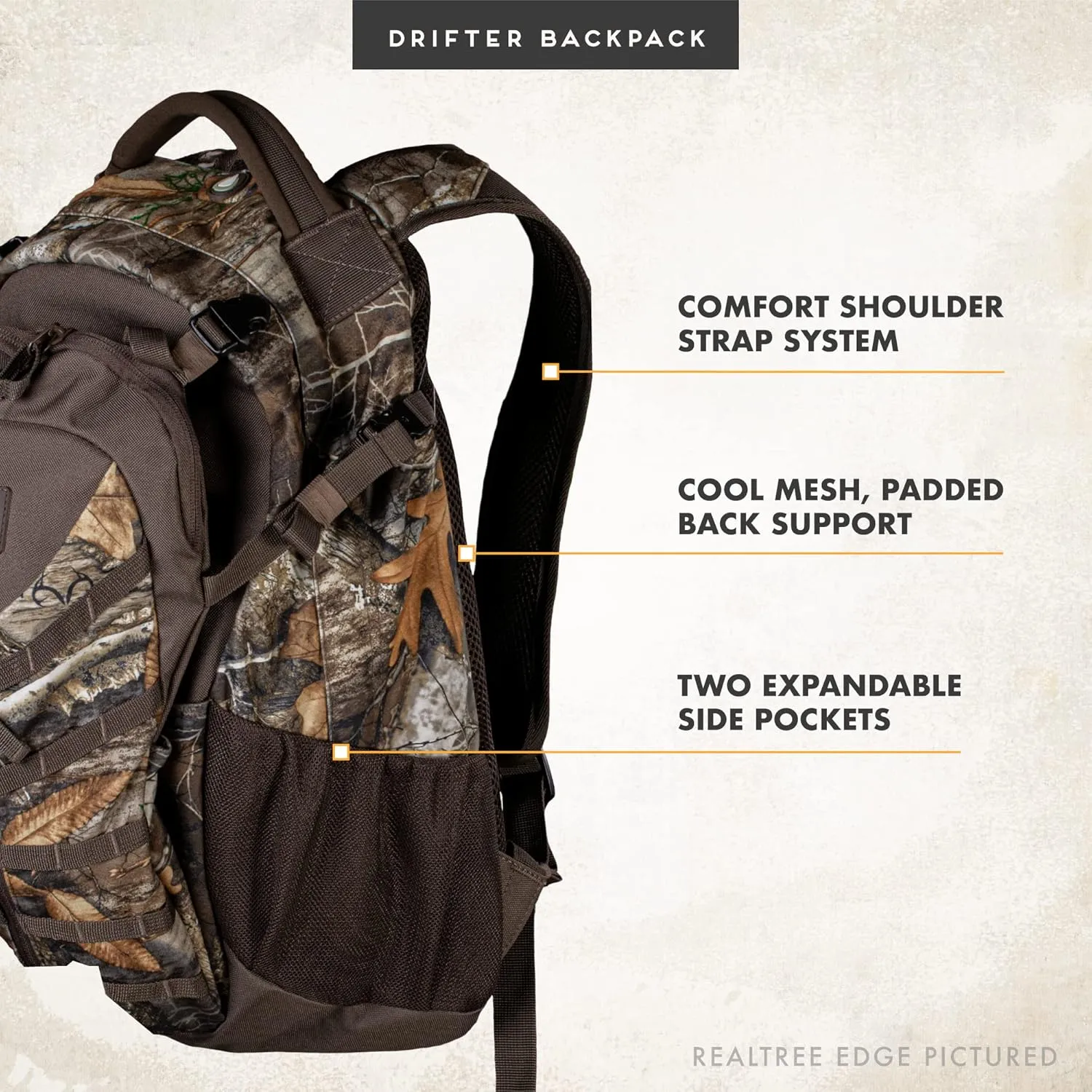 Insights Hunting by frogg toggs - The Drifter Backpack, Small, Lightweight Camo Hunting Day Pack, Mossy Oak DNA