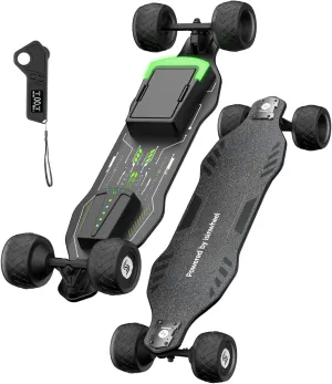 isinwheel Off Road Electric Skateboard with Remote, 3000W/1200W Brushless Motor, 32/30 Mph Top Speed & 28/12 Miles Range, Electric Longboard for Adults with Ambient Light