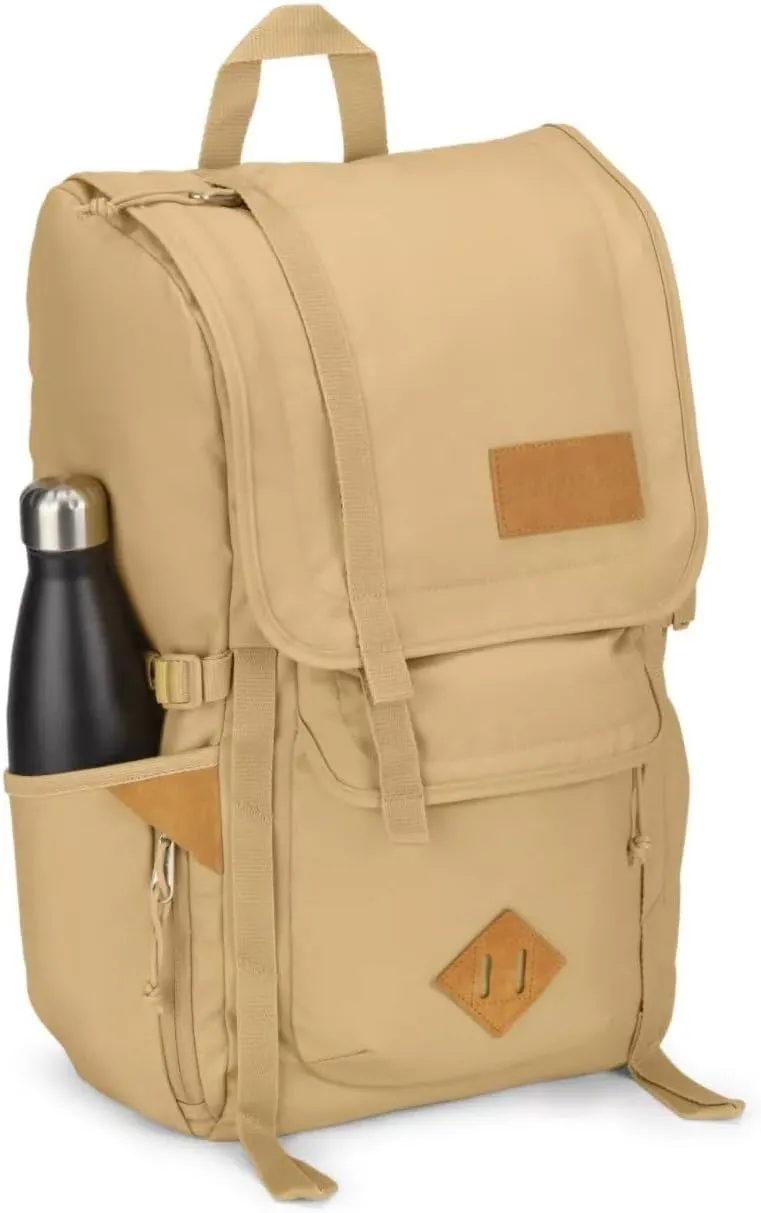 JanSport Hatchet Backpack – 15-inch Padded Laptop Compartment, Dual Water Bottle Pockets, Side Compression Straps, Curry