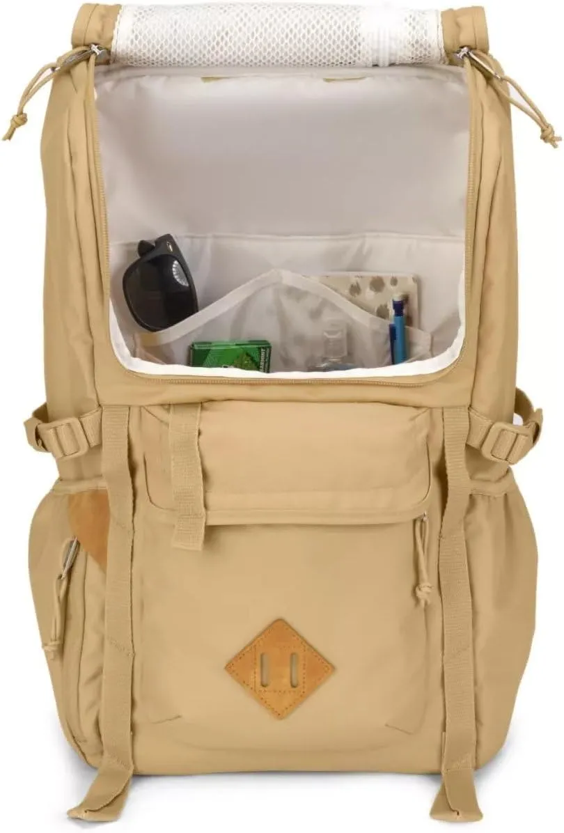 JanSport Hatchet Backpack – 15-inch Padded Laptop Compartment, Dual Water Bottle Pockets, Side Compression Straps, Curry