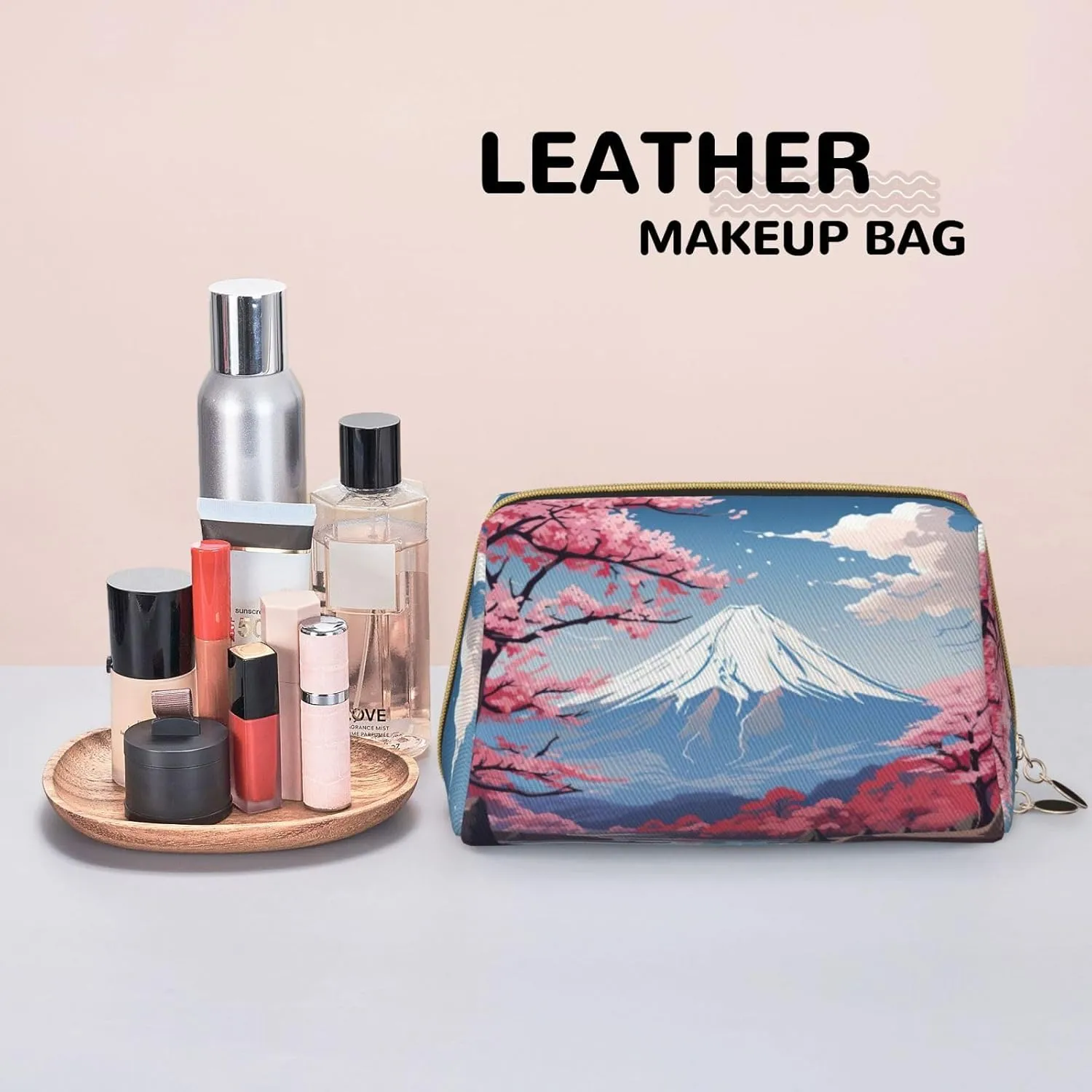 Japan Mount Fuji Landscape Toiletry Pouch, Travel-Friendly Makeup Organizer For Makeup Brushes, Lipsticks
