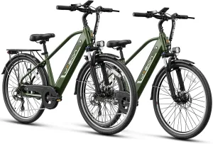 Jasion Roamer Electric Bike for Adults 1200W Peak Motor 528WH Removable Battery,up to 60miles 28MPH City Cruiser Ebike,26'' Commuter E Bike, 7-Speed Gears and Front Suspension Bicycles