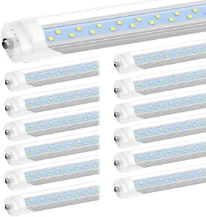 JESLED 8FT LED Bulbs, Single Pin Fa8 Base, 50W (130W Equiv.), 5000K Daylight, 6000LM, 8 Foot T8 T10 T12 LED Tube Lights, 96'' LED Replacement for Fluorescent Light, ETL Listed, Ballast Bypass, 12 Pack