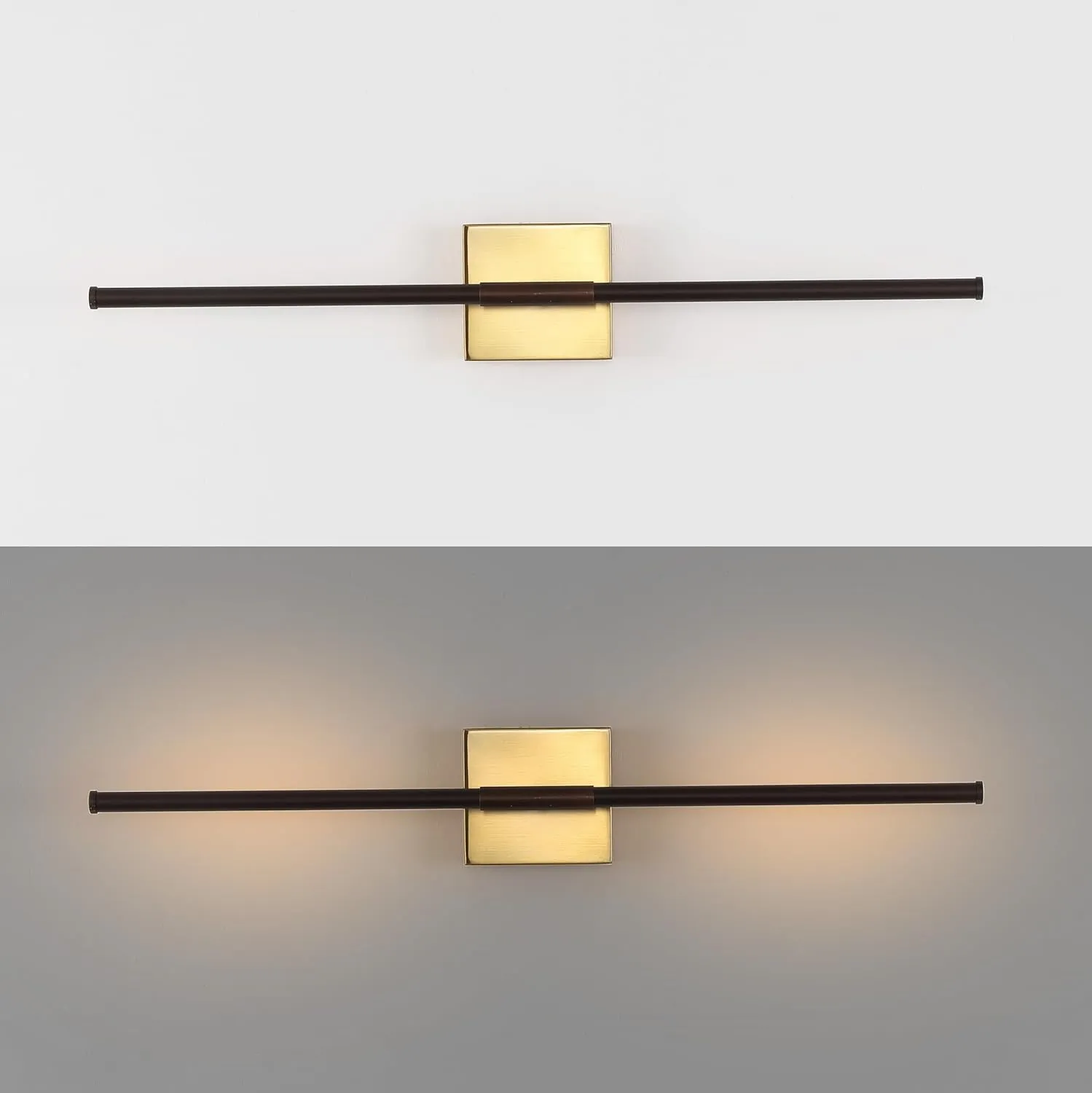 JONATHAN Y JYL7022F Makena 28" Dimmable Integrated LED Modern Metal Wall Sconce Minimalist, Modern, Contemporary, Living Room, Dining Room, Bedroom, Bathroom, Oil Rubbed Bronze/Brass Gold