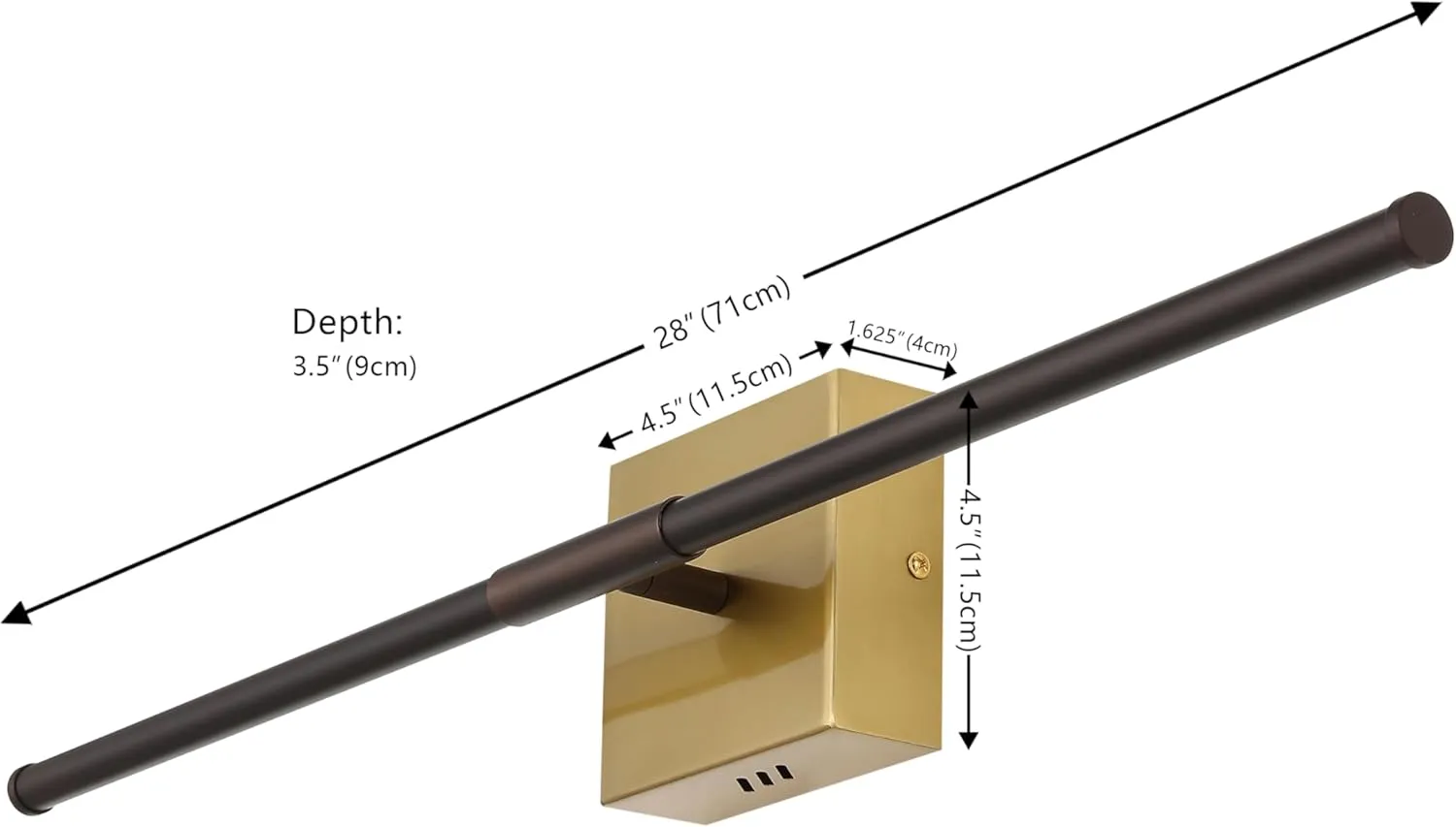 JONATHAN Y JYL7022F Makena 28" Dimmable Integrated LED Modern Metal Wall Sconce Minimalist, Modern, Contemporary, Living Room, Dining Room, Bedroom, Bathroom, Oil Rubbed Bronze/Brass Gold