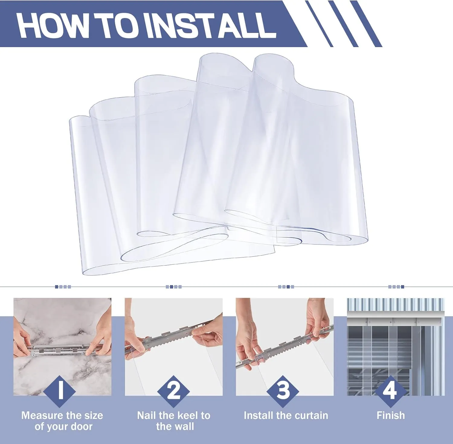 Juexica Plastic Strip Door Curtain Kit 0.08'' Winter Thickness PVC Freezer Door Curtain Smooth Waterproof Hurricane Shutters Gate for Cooler Warehouse Garage Industry