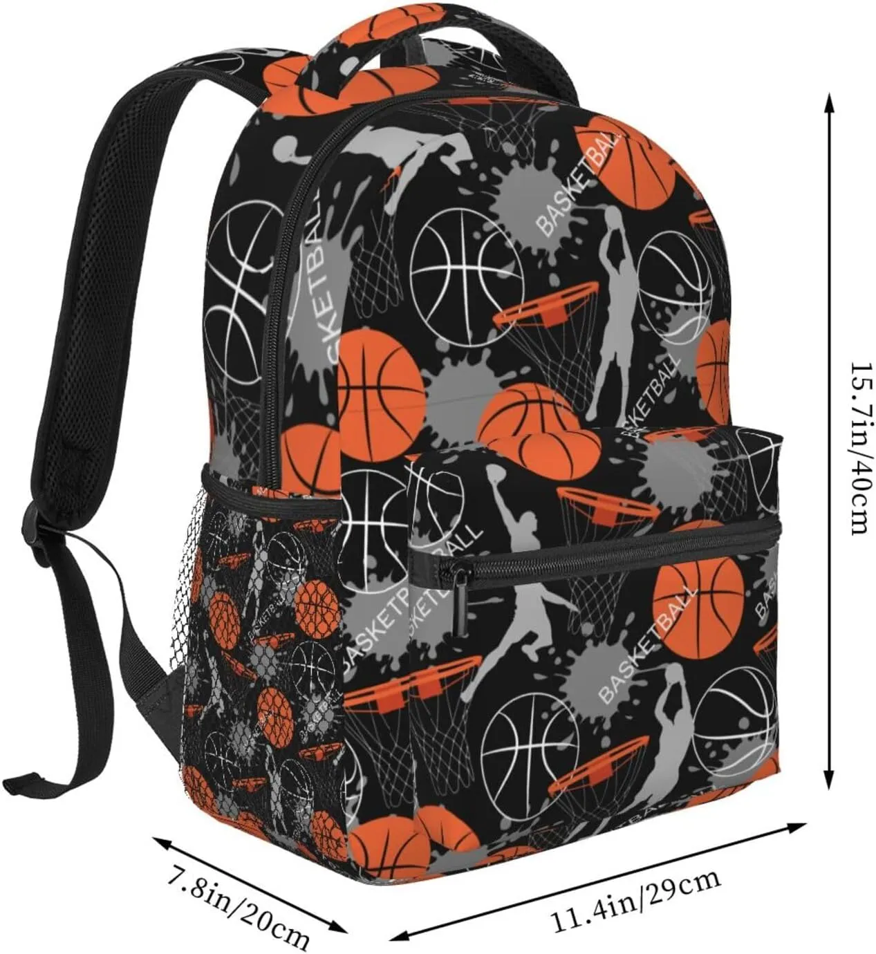 Jump dunk basketball Backpack 16 Inch School Bookbag for Teenager Boys Girls Travel Hiking Camping Rucksack Daypack