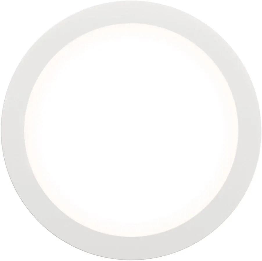 Juno Slim Basics 6 Inch LED Ceiling Light, Low Profile Surface Mount Downlight for Shower or Closet Lighting, 3000K/4000K/5000K Selectable White Light, Edged Trim, Wet Rated, Matte White, 6 Pack