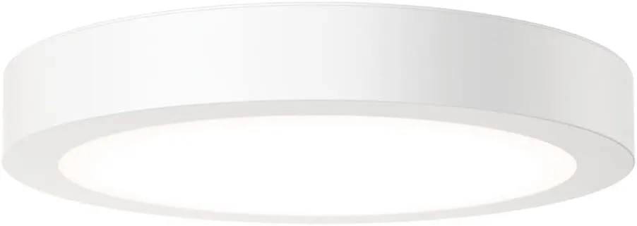 Juno Slim Basics 6 Inch LED Ceiling Light, Low Profile Surface Mount Downlight for Shower or Closet Lighting, 3000K/4000K/5000K Selectable White Light, Edged Trim, Wet Rated, Matte White, 6 Pack