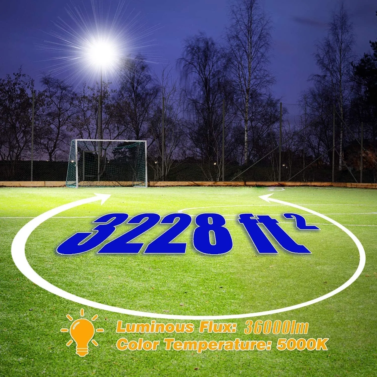 Juyace 36000lm LED Parking lot Lights Dusk to Dawn Stadium Flood Light Outdoor Commercial 5000K IP65 100-277V 240W for Sports Fields Court Arena Security Area(3 Pack)