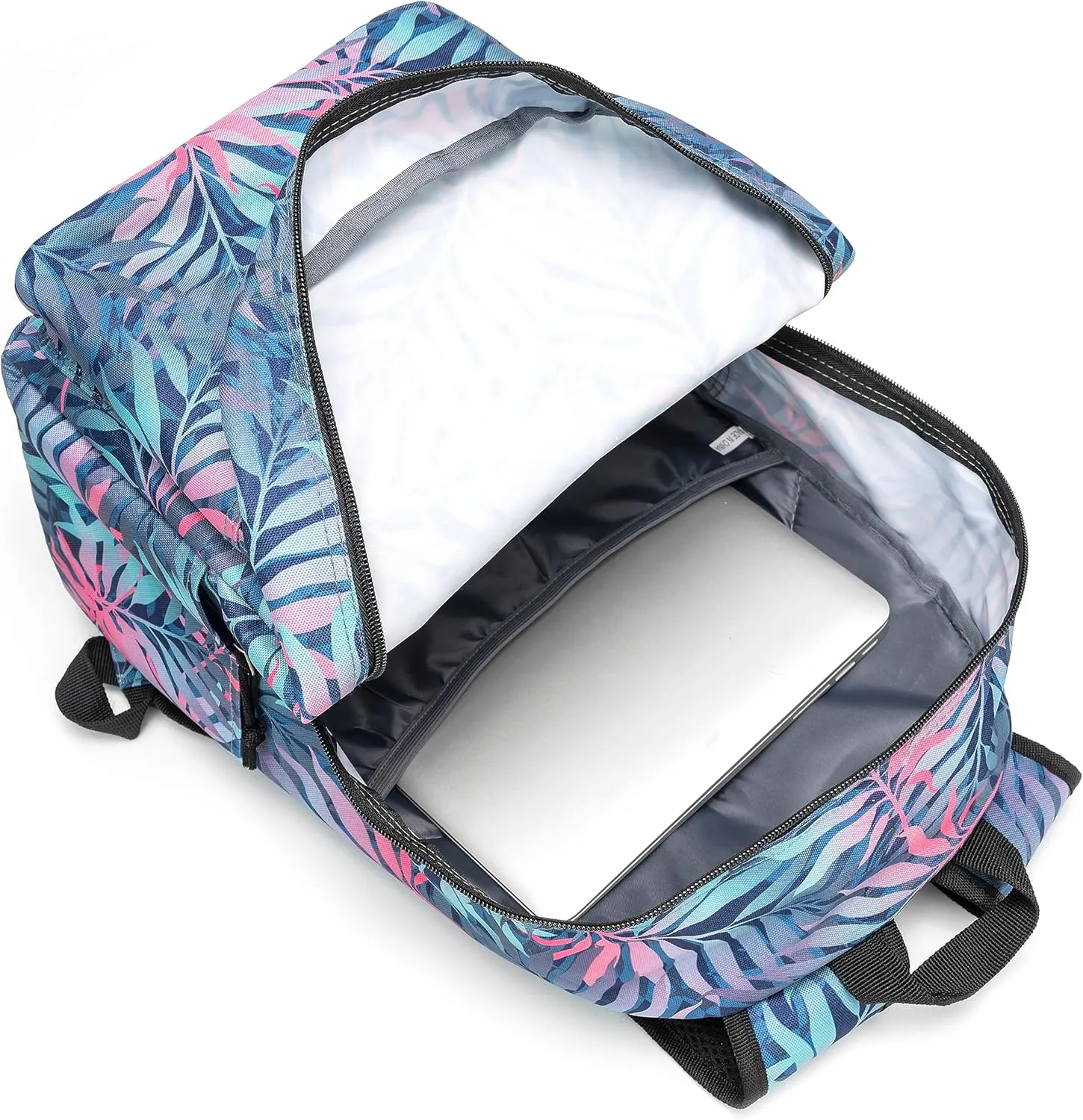 K-Cliffs Classic Backpack Basic Student Campus Daypack Simple Travel Rucksack with Chromebook Laptop Pocket Bottle Holder Padded Straps Printed Palm Tree Pattern