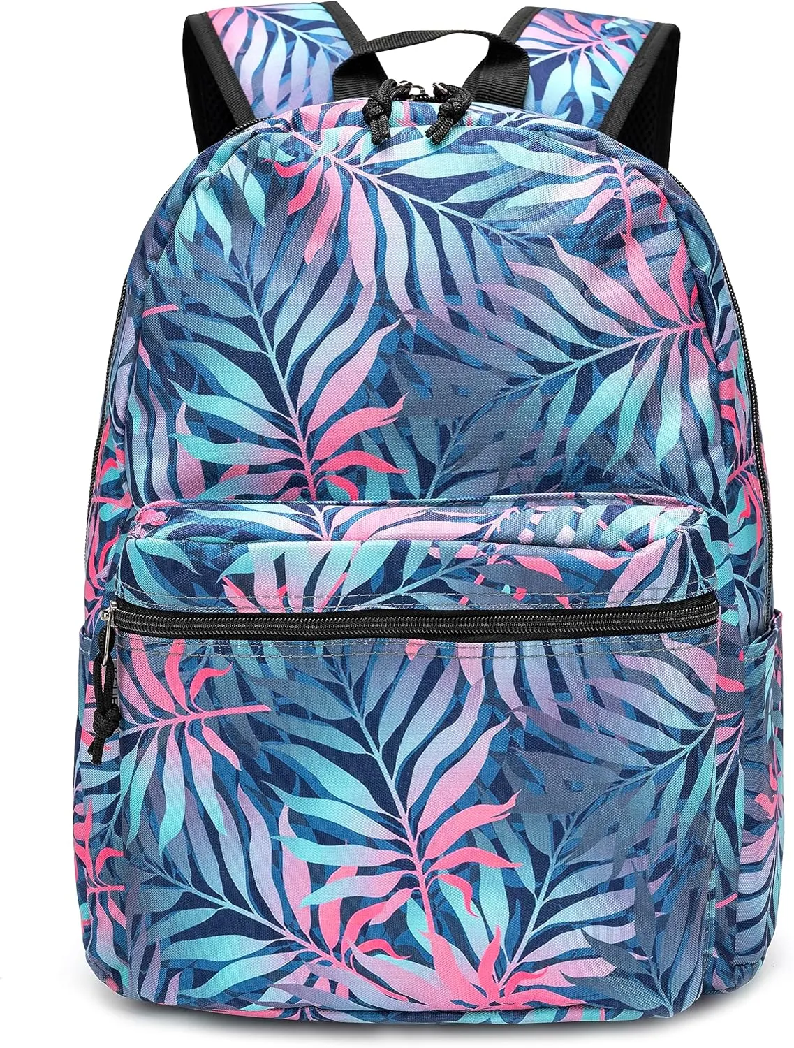 K-Cliffs Classic Backpack Basic Student Campus Daypack Simple Travel Rucksack with Chromebook Laptop Pocket Bottle Holder Padded Straps Printed Palm Tree Pattern