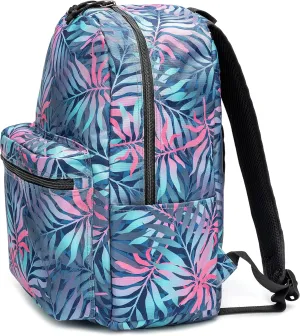 K-Cliffs Classic Backpack Basic Student Campus Daypack Simple Travel Rucksack with Chromebook Laptop Pocket Bottle Holder Padded Straps Printed Palm Tree Pattern