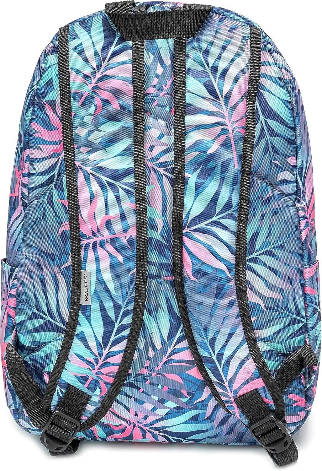 K-Cliffs Classic Backpack Basic Student Campus Daypack Simple Travel Rucksack with Chromebook Laptop Pocket Bottle Holder Padded Straps Printed Palm Tree Pattern