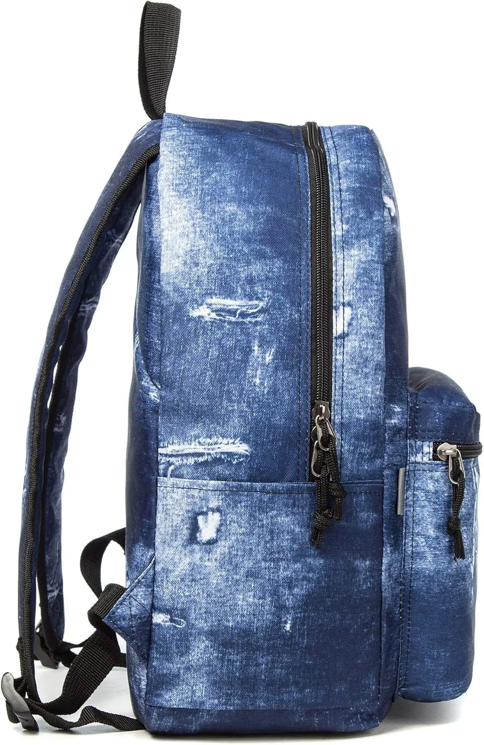 K-Cliffs Classic Backpack Basic Student Campus Daypack Simple Travel Rucksack with Chromebook Laptop Pocket Water Bottle Holder Padded Straps Printed Blue Jeans Pattern