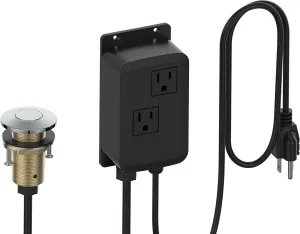 KANARY Sink Top Air Switch Kit(All Brass Button) for Garbage Disposal with Power Module (Round,Chrome)