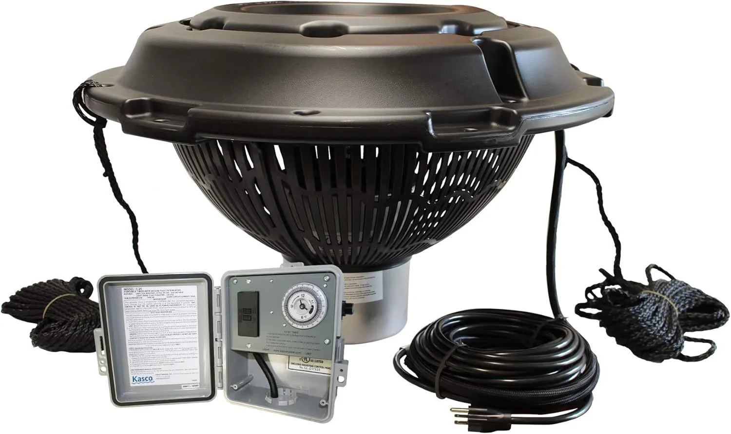 Kasco Aerating Fountain w/Color-Changing LED Lights - 1/2HP - 100ft Cord - RGB-LED Light Kit - 2400VFX100, RGB3C5-100| Floating Fountain with Lights | LED Light Package W/Fountain