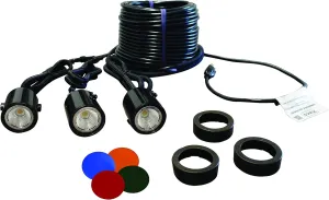 Kasco LED Composite 3 Light Decorative Fixture Kit for 1/2-1HP Fountains | 120V, 11W per Fixture | 5 Color Option Available | 250ft Power Cord Included | (Fountain Sold Separately)