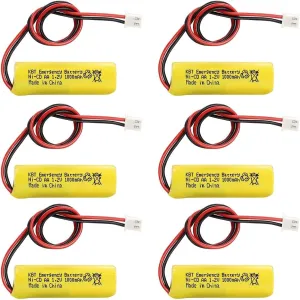 KBT 1.2V 1000mAh AA Size Battery, Exit Sign Emergency Battery Replacement, Ni-CD Battery with 2Pin JST PH 2.54 Connector for Unitech AA900mAh OSA268 ELB CS01 Lithonia Battery EXR LED EL M6 (6-Pack)