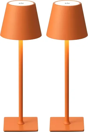 KDG 2 Pack Cordless Table Lamp,Portable LED Desk Lamp, 4000mAh Battery Operated, 3 Color Stepless Dimming Up, for Restaurant/Bedroom/Bars/Outdoor Party/Camping/Coffee Shop Night Light(Orange)